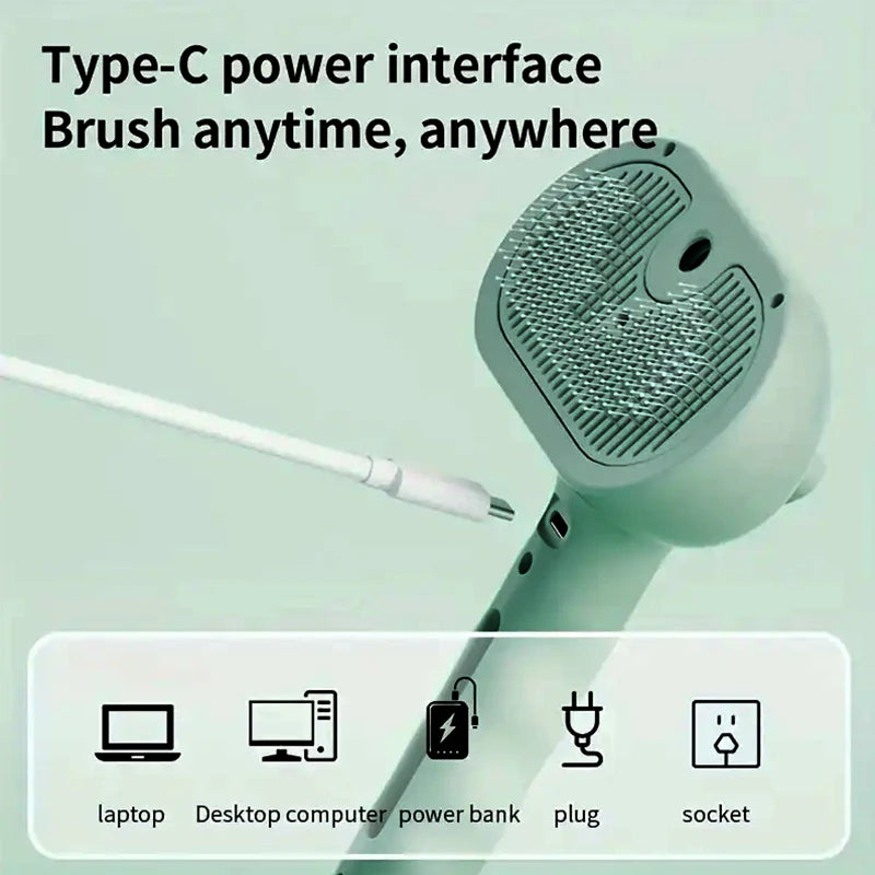 3-in-1 Pet Steam Brush for Dogs, Cats - Rechargeable Deshedding Comb with Stainless Steel Bristles
