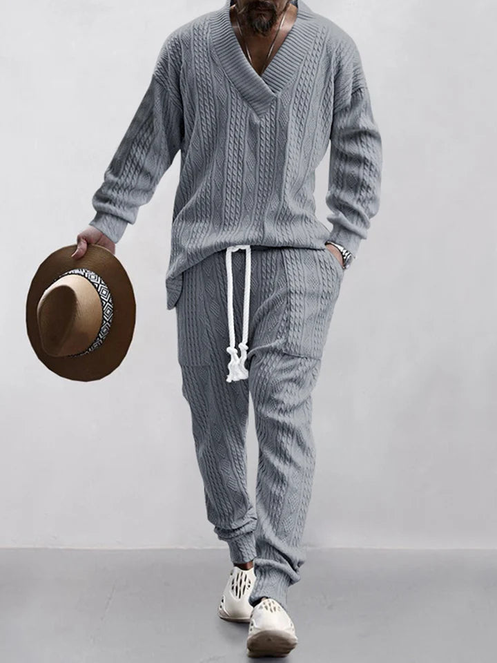 Athleisure-Set mit Jacquard-Zopfmuster