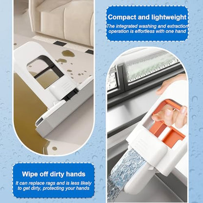 Mini Foldable Desktop Mop, 2025 Self-Squeeze Sponge Cleaning Tool, Suit for Wet Dry Use on Kitchen Countertops Glass Bathroom Car Interior