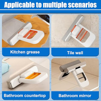 Mini Foldable Desktop Mop, 2025 Self-Squeeze Sponge Cleaning Tool, Suit for Wet Dry Use on Kitchen Countertops Glass Bathroom Car Interior
