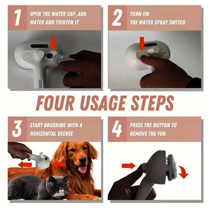 3-in-1 Pet Steam Brush for Dogs, Cats - Rechargeable Deshedding Comb with Stainless Steel Bristles