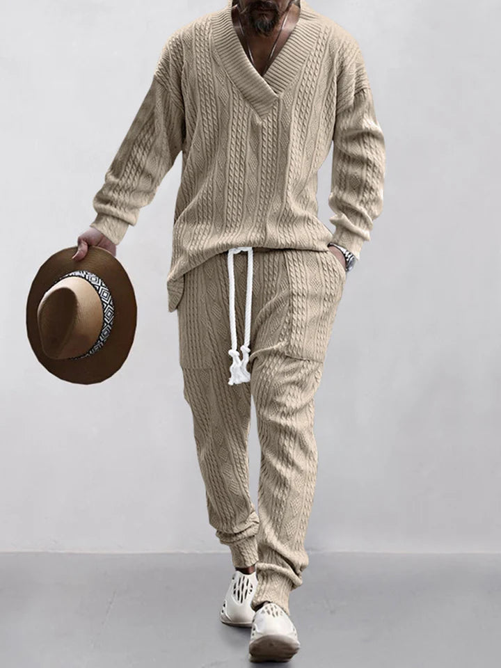 Athleisure-Set mit Jacquard-Zopfmuster