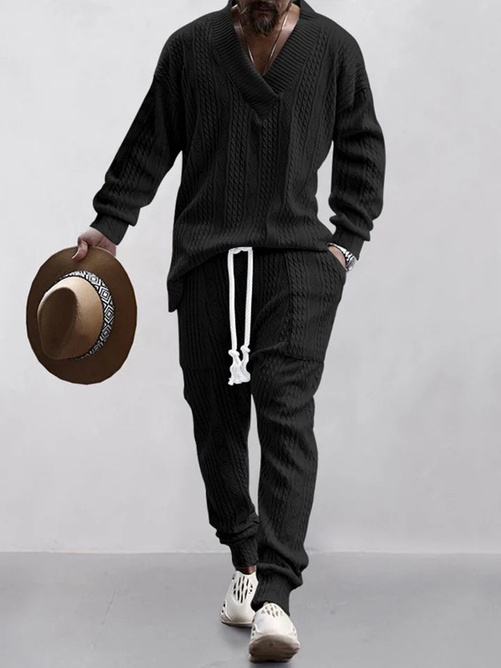 Athleisure-Set mit Jacquard-Zopfmuster