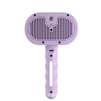 3-in-1 Pet Steam Brush for Dogs, Cats - Rechargeable Deshedding Comb with Stainless Steel Bristles